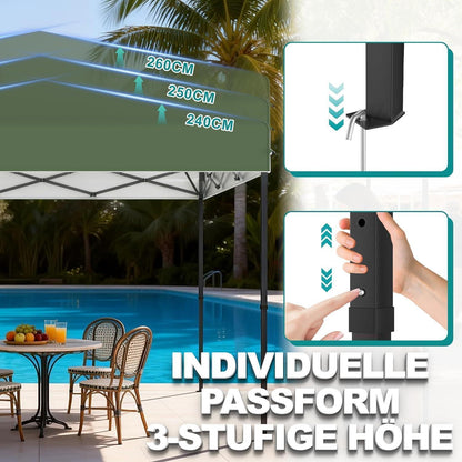 3x3m Pop Up Pavillon – Wasserdicht & Stabil für Garten & Camping