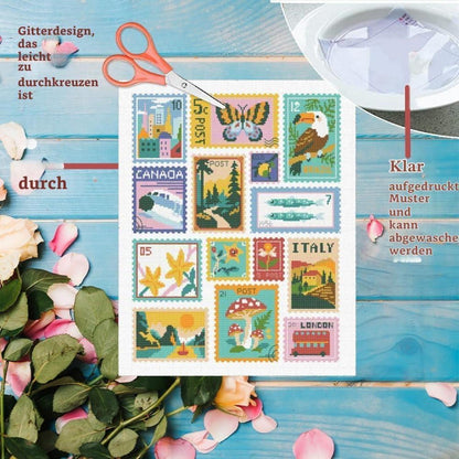 Kreuzstich Set mit Stempel Collage – Anfängerfreundlich & Mit Anleitung