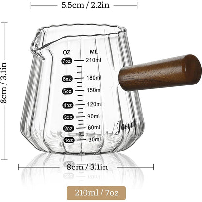 Glas Messbecher mit Holzgriff – 210ml Espresso Tasse