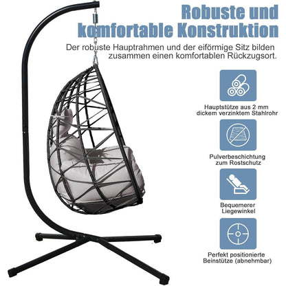 Hängesessel Ei mit Kissen & Gestell – Freistehend & Komfortabel