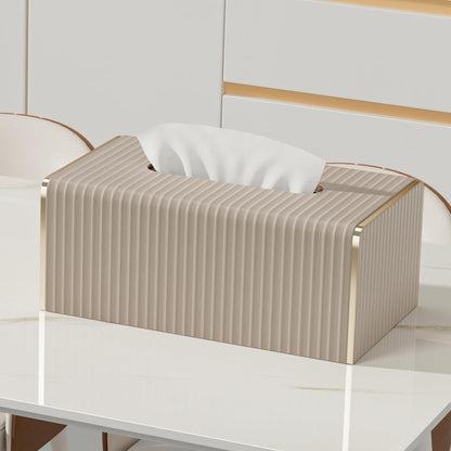 Kosmetiktücherbox Rechteckig Beige – Stilvolle Deko in Lederoptik
