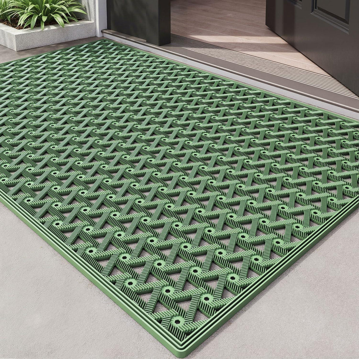 Fußmatte Grün 81x122 cm – Rutschfest & Wetterfest für Draußen