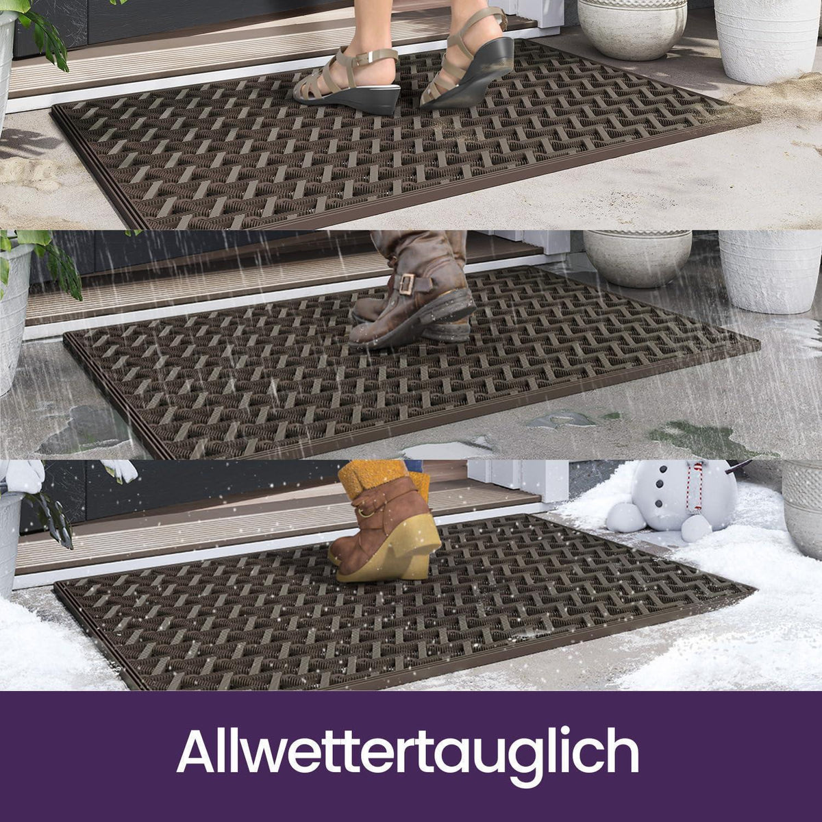 Fußmatte Outdoor Braun 81x122 cm – Rutschfest & Wasserabweisend