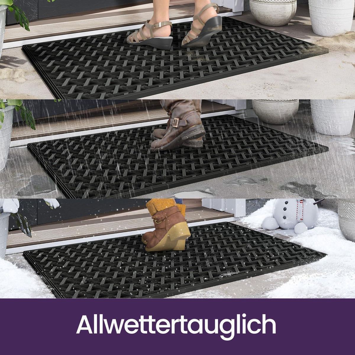 Fußmatte Outdoor rutschfest 81 x 122 cm Schwarz