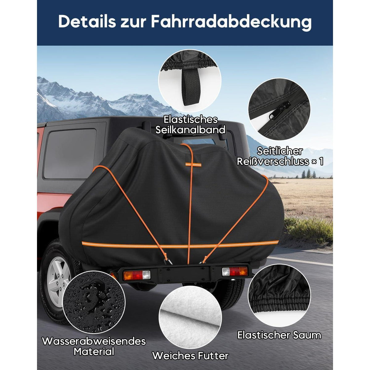 Fahrradabdeckung Heckträger – Wasserdicht & Windfest für 1 Fahrrad