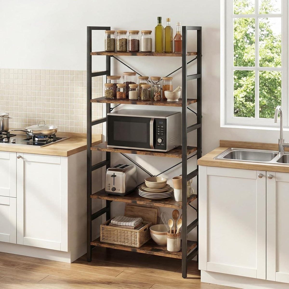5-Ebenen Bücherregal | Standregal für Küche, Wohnzimmer & Schlafzimmer