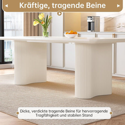 Rechteckiger Esstisch Creme mit 4 Stühlen (200 cm)