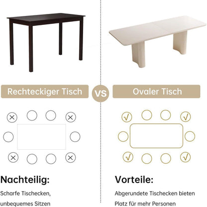 Rechteckiger Esstisch Creme mit 4 Stühlen (200 cm)