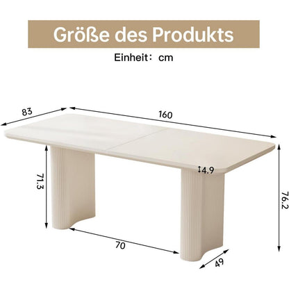 Rechteckiger Esstisch Creme – Moderner Küchentisch 160 cm