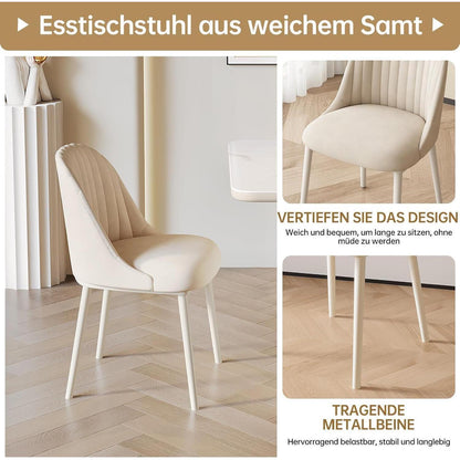 Rechteckiger Esstisch Creme mit 6 Stühlen (200 cm)