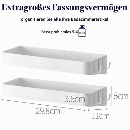 Duschablage ohne Bohren – Weißes Badregal mit 3 Haken