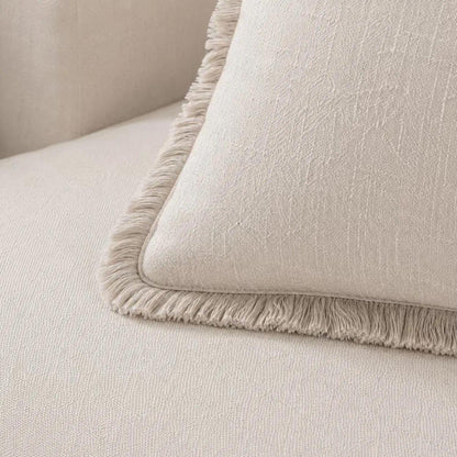 2er Set Baumwoll Kissenbezüge mit Fransen, 60x60 cm, Beige