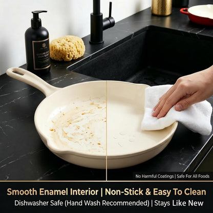 5-teiliges Emaille Gusseisen Kochset Weiß