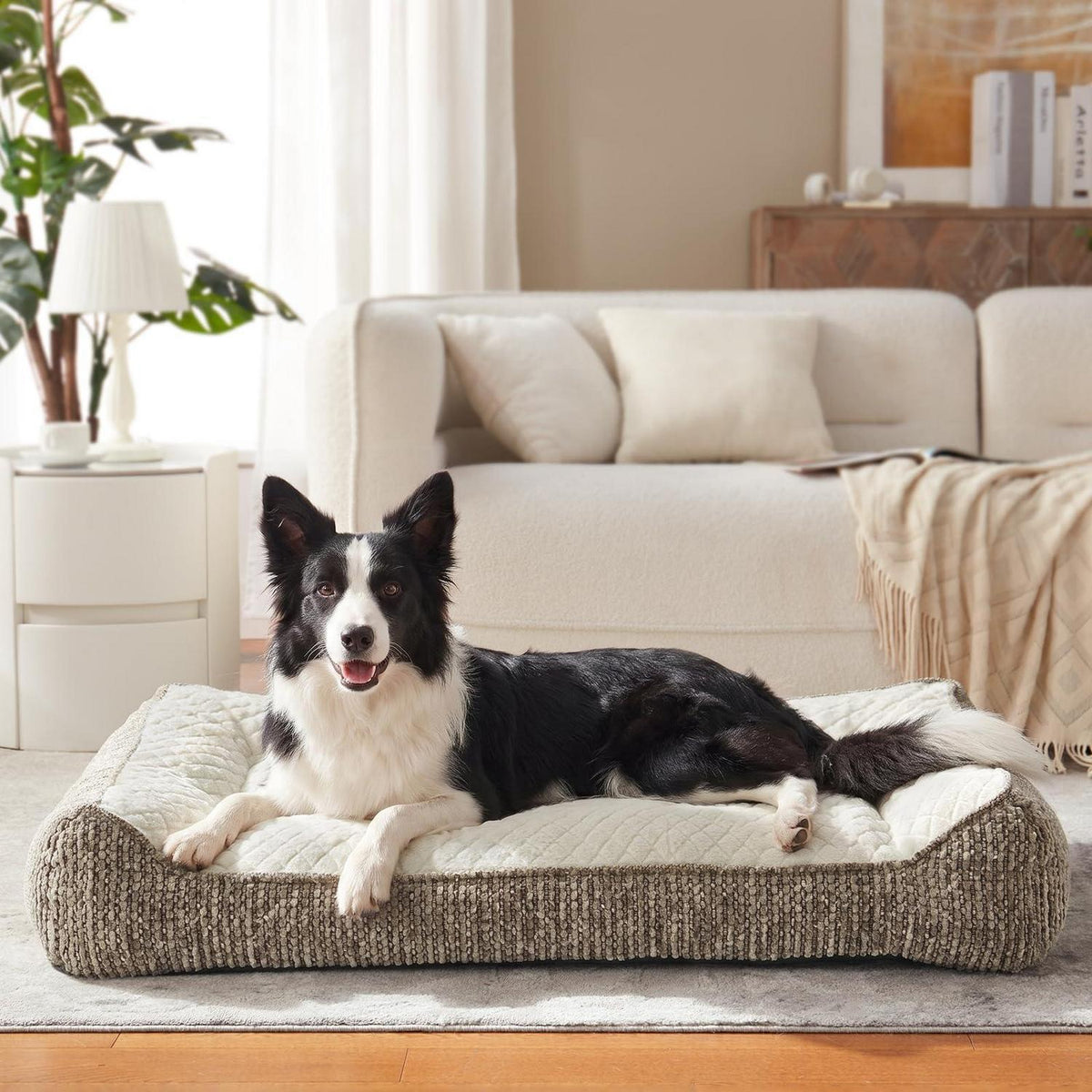 Orthopädisches Hundebett Groß – Beige, 89x64x20cm