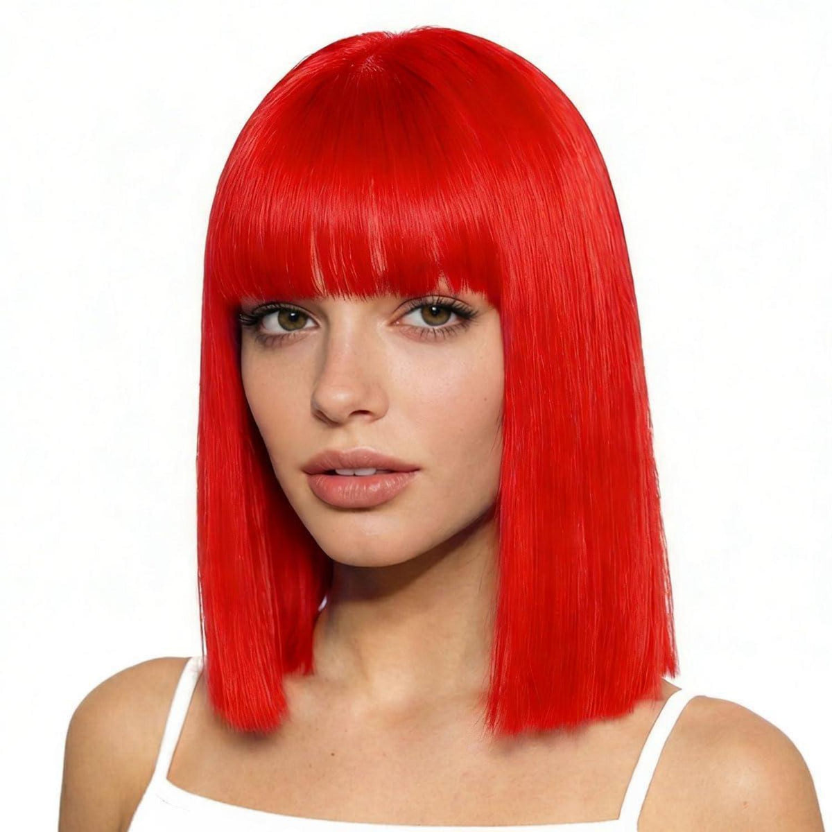 Rote Bob Perücke mit Pony – 30cm Synthetik Perücke für Cosplay