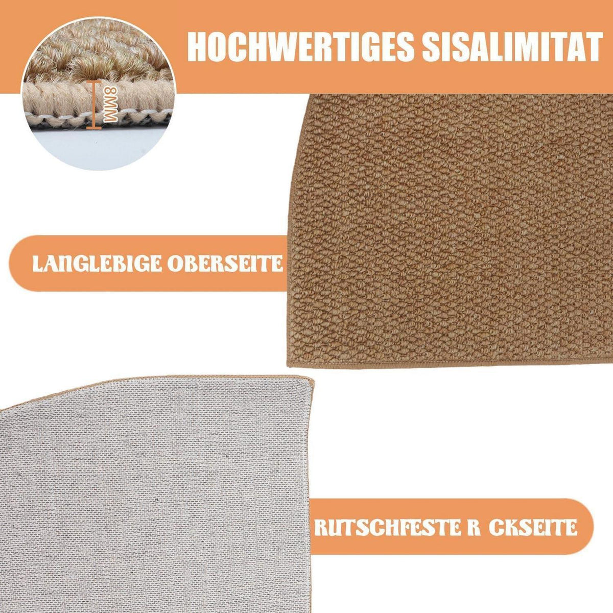 Schmutzfangmatte Halbrund Braun 50x80 – Rutschfest & Waschbar