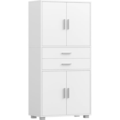 Hoher Badezimmerschrank Weiß mit Verstellablage & Schubladen
