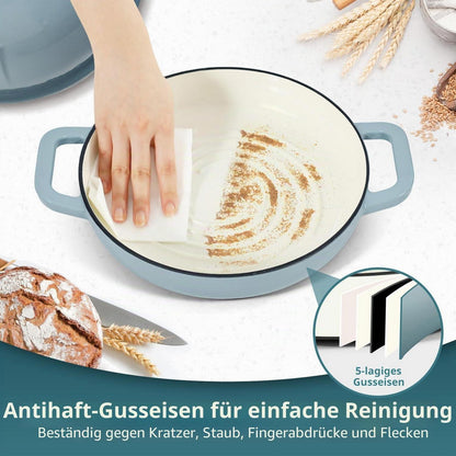 Gusseisen Brottopf 5,35L Meersalzblau mit Brotschlinge