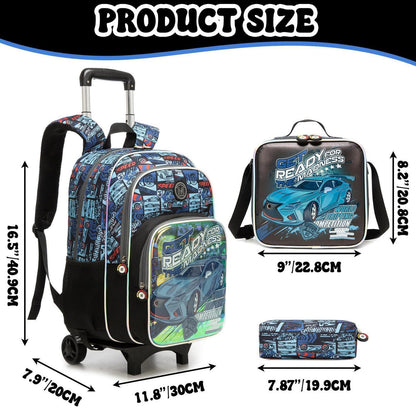 Schulrucksack Trolley Jungen 5-tlg. Set Rennauto – Schulranzen mit Zubehör
