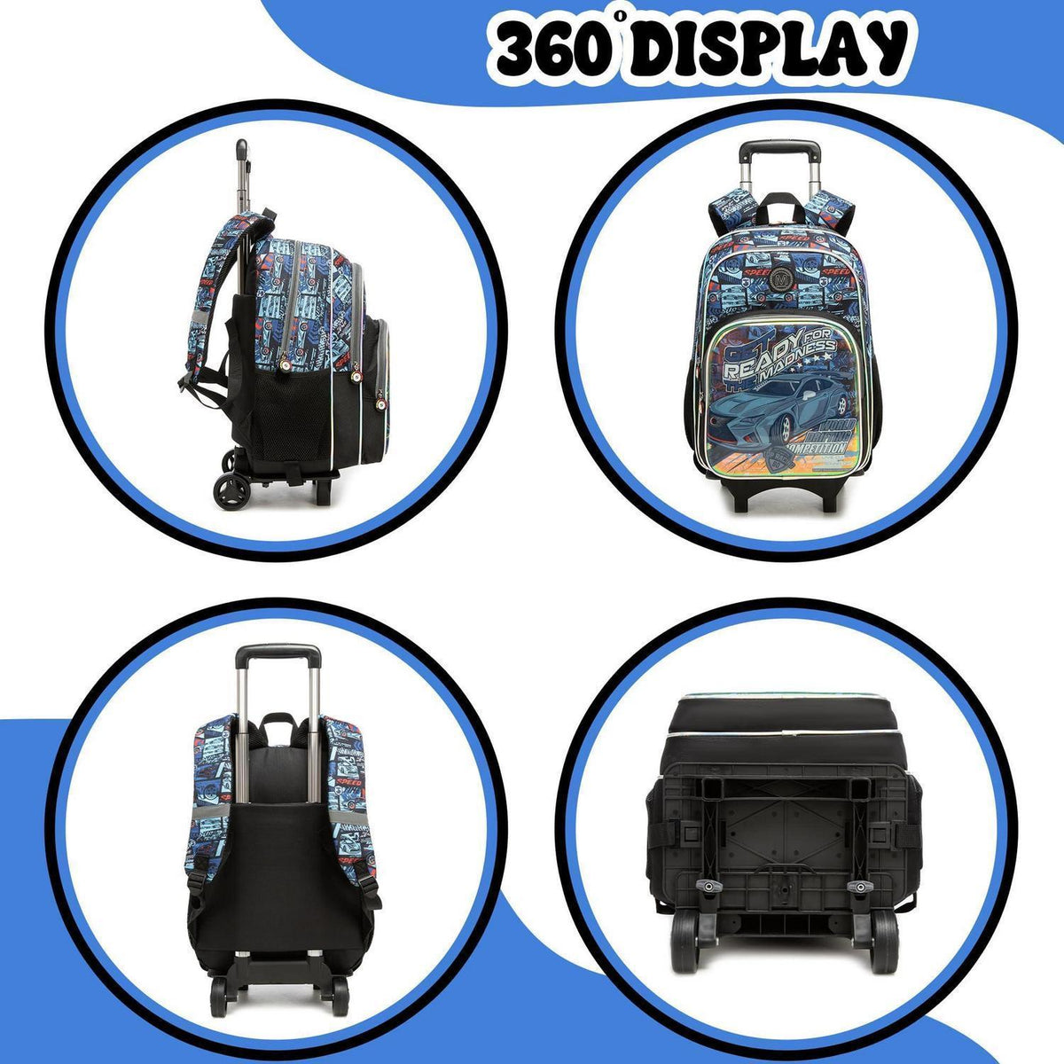Schulrucksack Trolley Jungen 5-tlg. Set Rennauto – Schulranzen mit Zubehör