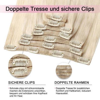 Echthaar Clip-Ins Platinblond (55cm, 120g)