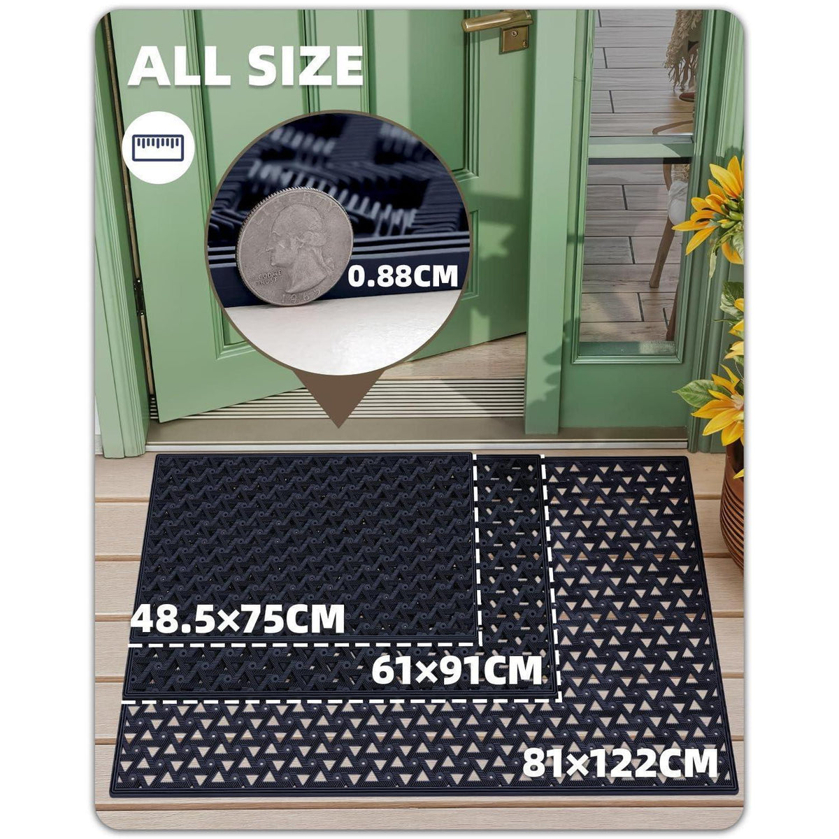 Fußmatte Blau 81x122 cm – Robust & Drainage für Draußen