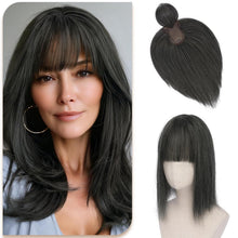 Haar Topper mit Pony – Natürliches Schwarz, 30cm