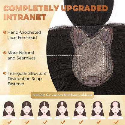 Haar Topper mit Pony – Natürliches Schwarz, 30cm