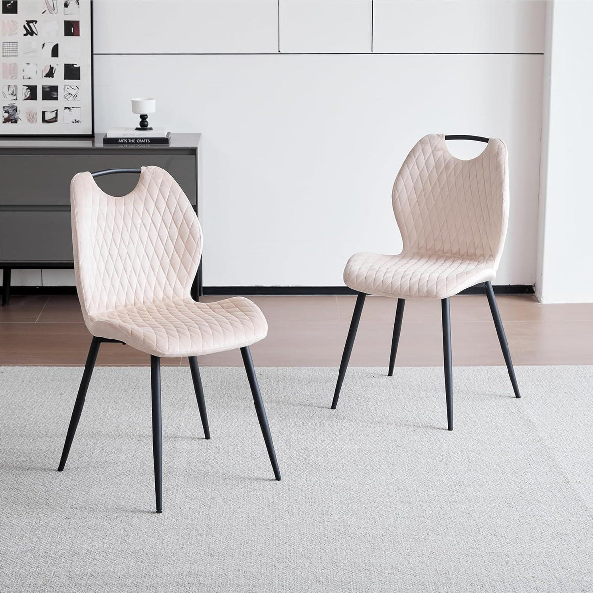 2er-Set Esszimmerstühle Beige – Polsterstuhl Küche Wohnzimmer