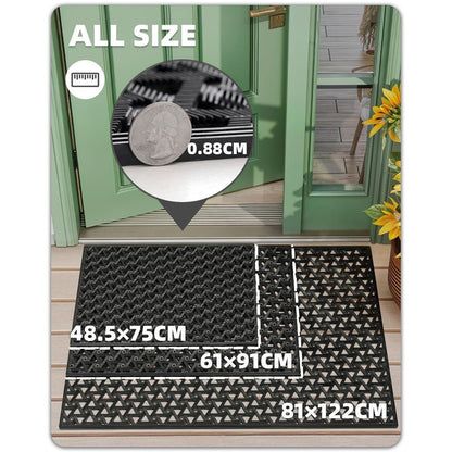 Fußmatte Schwarz 81x122 cm – Robust & Drainage für Draußen