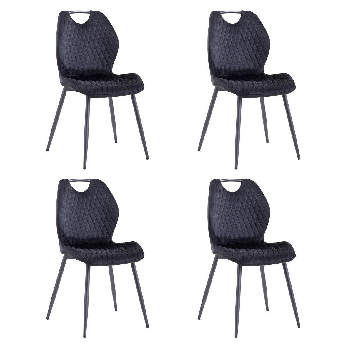 4er-Set Esszimmerstühle Schwarz – Polsterstühle für Küche & Wohnzimmer