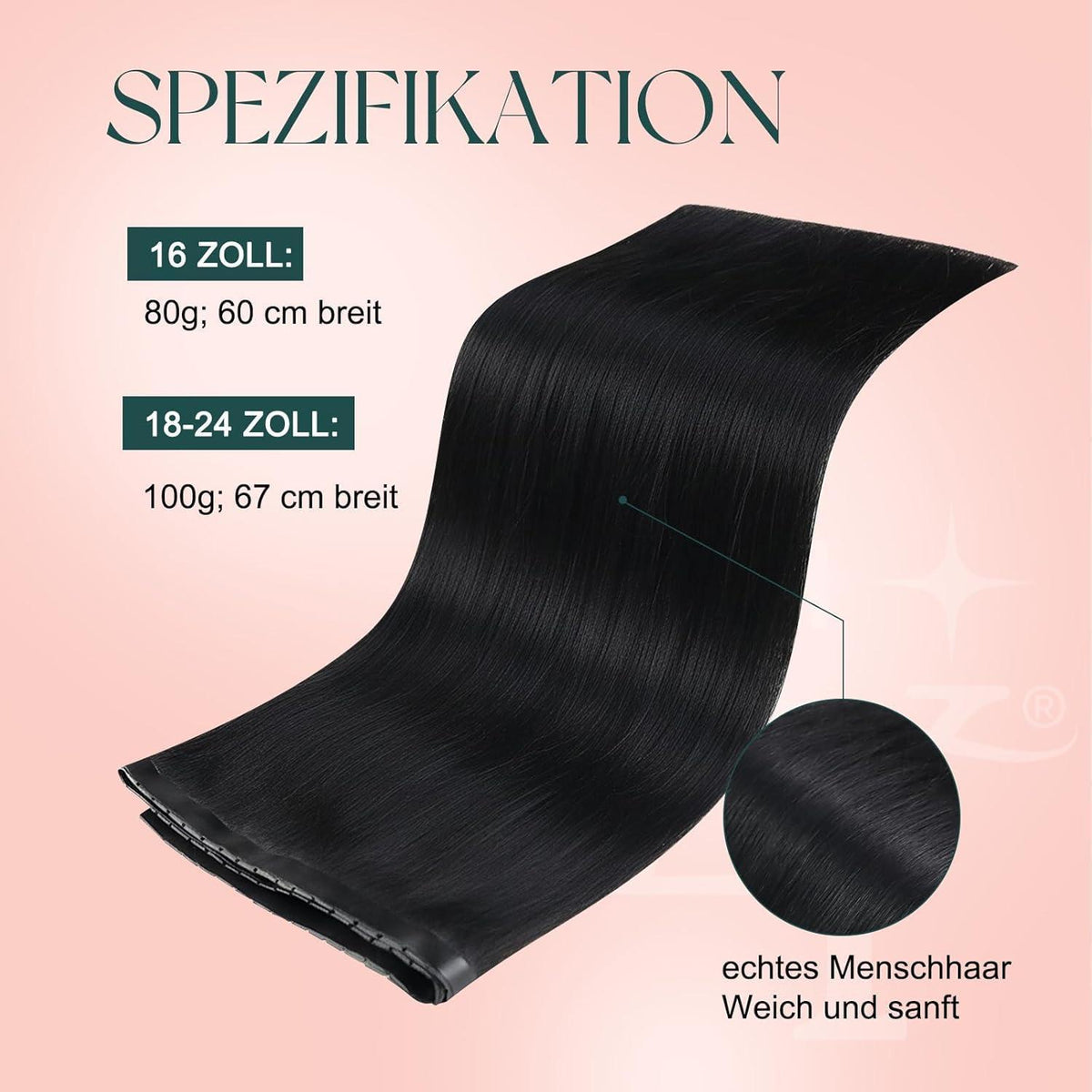 Butterfly Tressen Echthaar Schwarz – 70cm, 100g
