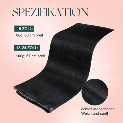 Butterfly Tressen Echthaar Schwarz – 70cm, 100g