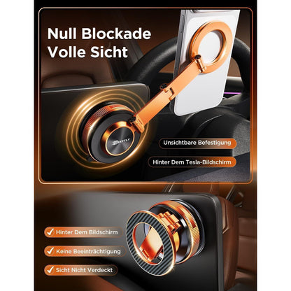 Magnetische Handyhalterung Auto mit Dual-Arm & Nano-Saugfuß Orange