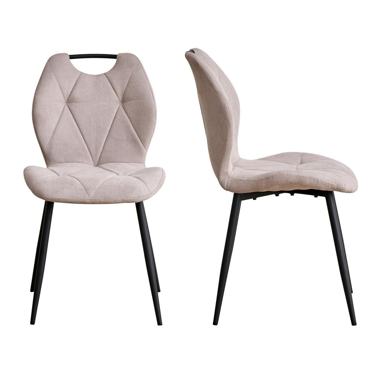 Gepolsterte Esszimmerstühle im skandinavischen Stil – Beige 2er-Set