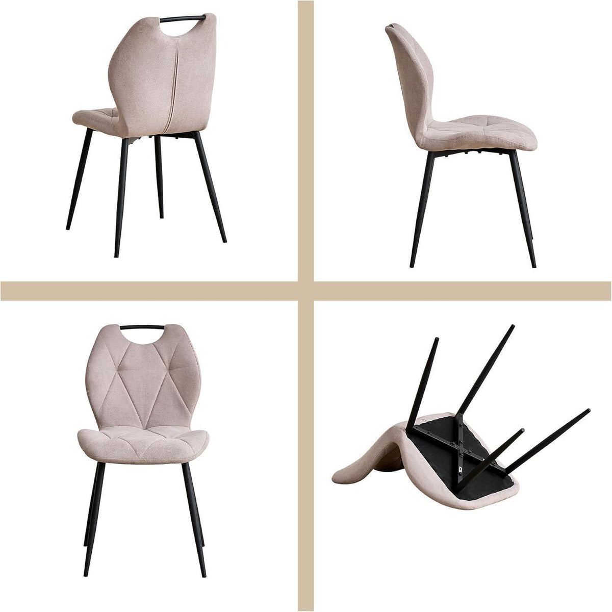 Gepolsterte Esszimmerstühle im skandinavischen Stil – Beige 2er-Set