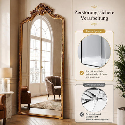 Großer Standspiegel Retro Gold 180x80 cm – Ganzkörperspiegel