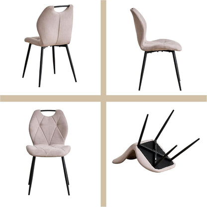 Gepolsterte Esszimmerstühle im skandinavischen Stil – Beige 4er-Set
