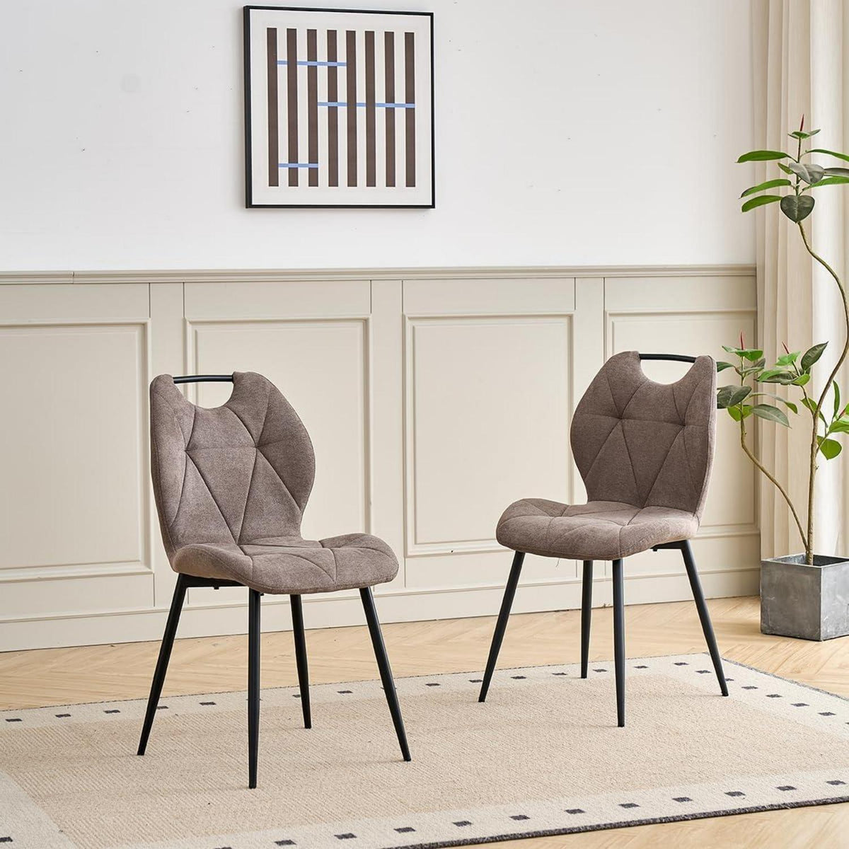 Gepolsterte Esszimmerstühle Set 6 – Braun, Skandinavisch