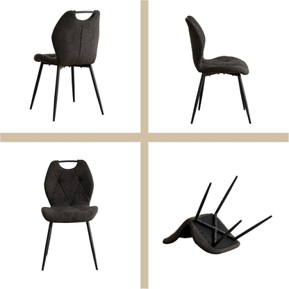 Gepolsterte Esszimmerstühle Set 8 – Skandinavischer Stil Schwarz