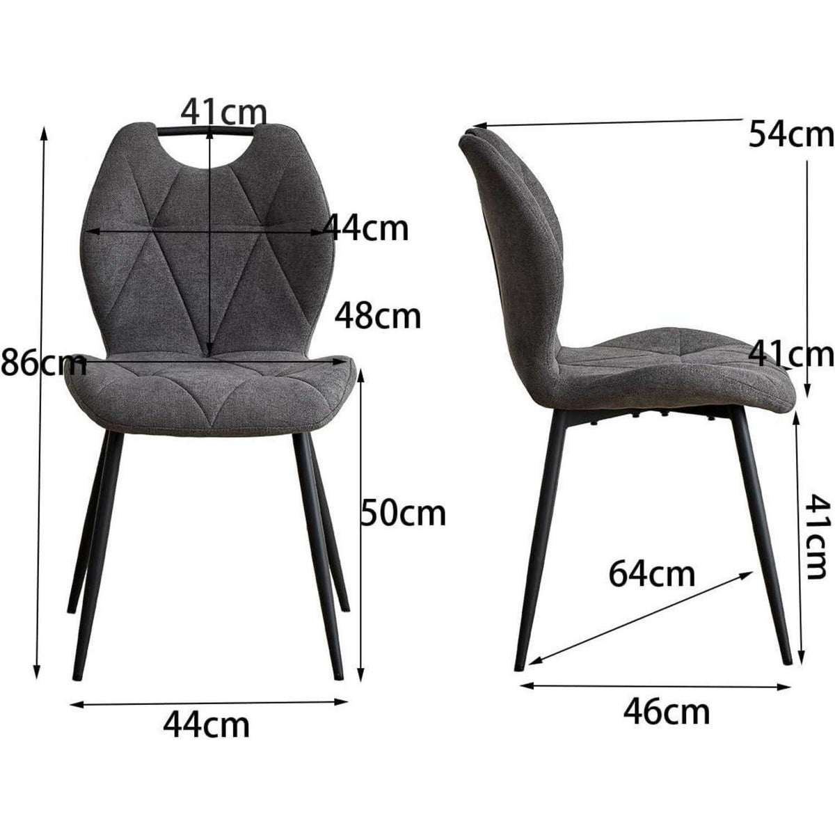 Gepolsterte Esszimmerstühle Set 6 – Grau, Skandinavisch