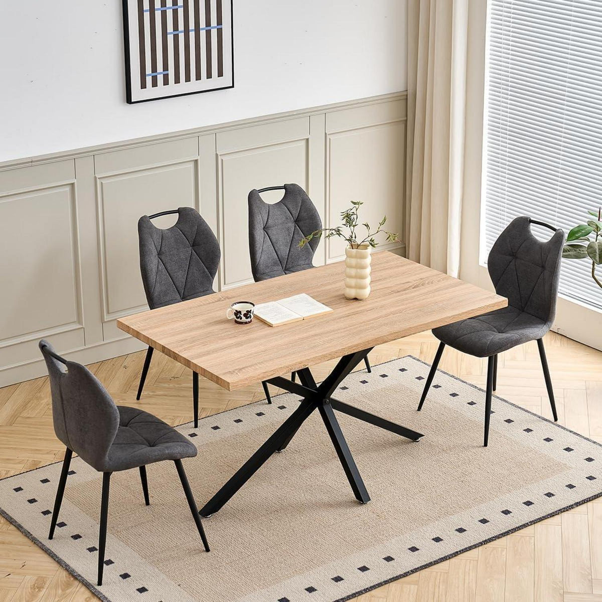 Gepolsterte Esszimmerstühle Set 4 – Grau, Skandinavisch