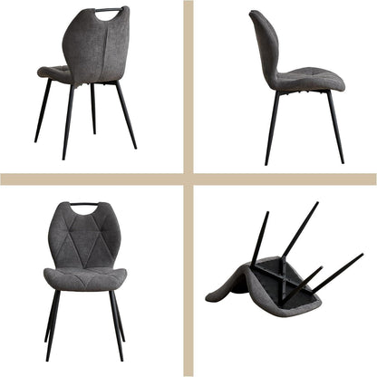 Gepolsterte Esszimmerstühle Set 4 – Grau, Skandinavisch