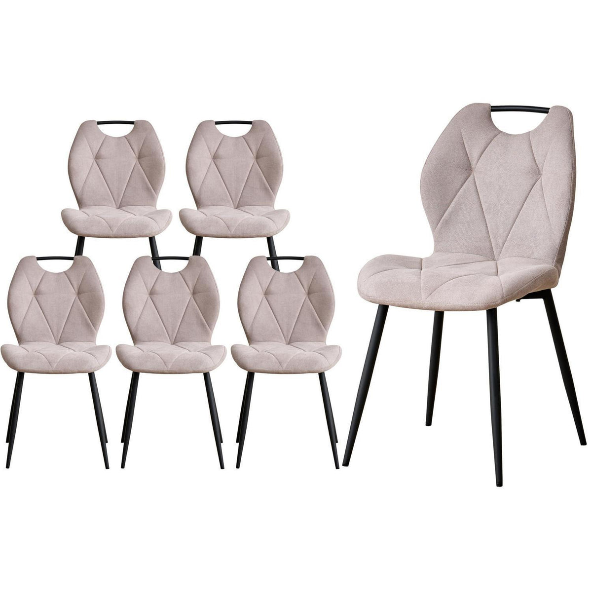 Gepolsterte Esszimmerstühle Set 6 – Skandinavischer Stil Beige
