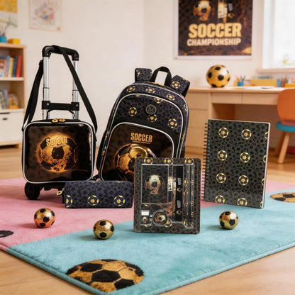 Schulrucksack Trolley Jungen Fußball – 5-teiliges Set