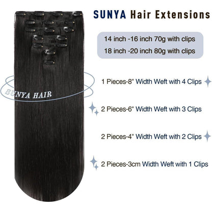 Echthaar Clip-In Extension Schwarz 50cm – 80g