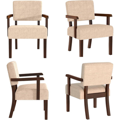 Loungesessel Set 2 Sessel & 1 Tisch – Beige Leinen, Komfort & Stil