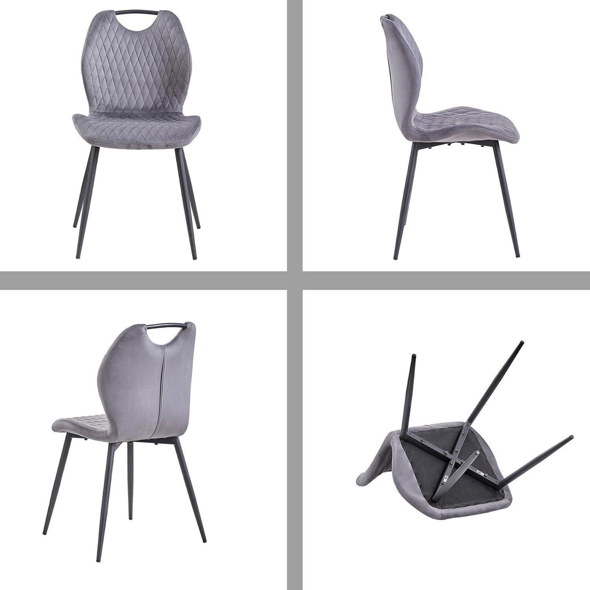 Rundes Esszimmer-Set Dunkelgrau | Esstisch + 4 Stühle