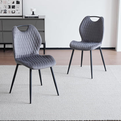 Rundes Esszimmer-Set Dunkelgrau | Esstisch + 4 Stühle