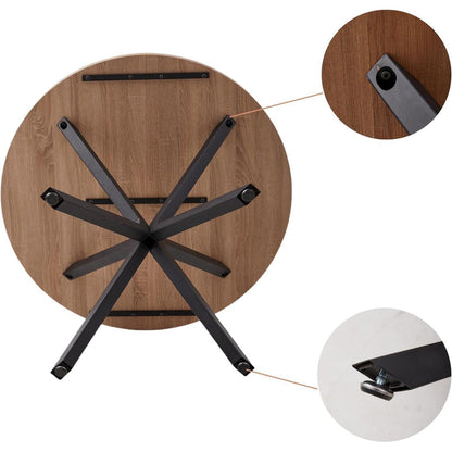 Rundes Esszimmer-Set Dunkelgrau | Esstisch + 4 Stühle